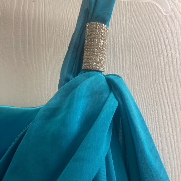 Turquoise, 1 strap, & Diamond pendant cocktail dress - Picture 1 of 4